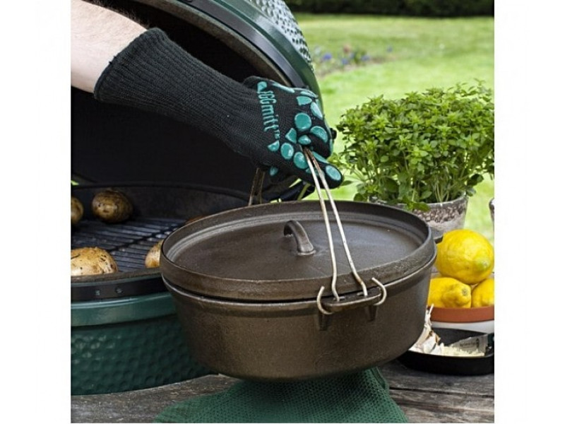 Перчатка-прихватка защитная чёрная, арамид+силикон+хлопок, Big Green Egg