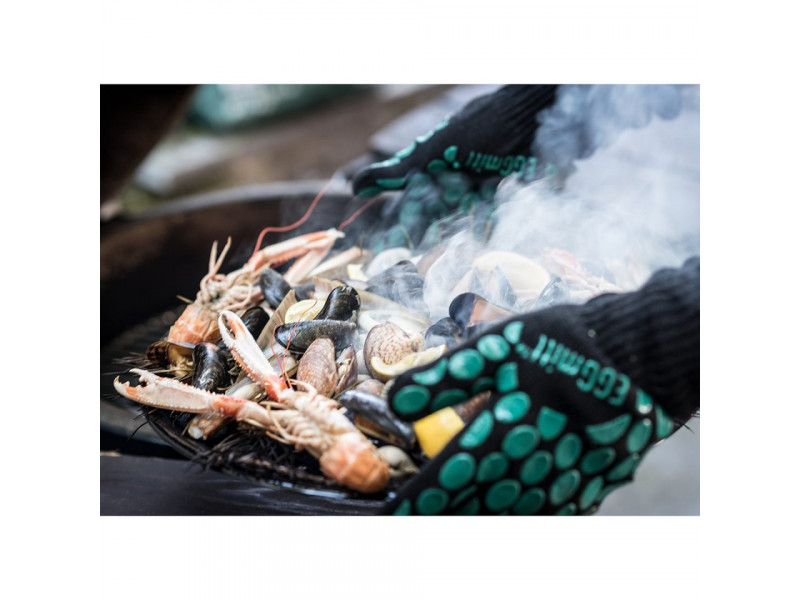 Перчатка-прихватка защитная чёрная, арамид+силикон+хлопок, Big Green Egg