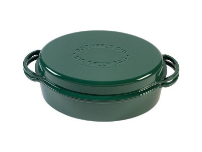 Жаровня чугунная овальная д/гриля, 5.2л, крышка, цвет зеленый, Big Green Egg